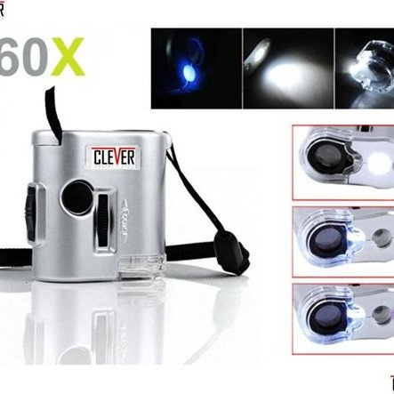 Μικροσκόπιο μίνι τσέπης φωτιζόμενο με UV light και μεγέθυνση 60 φορές
