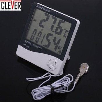 Ψηφιακό θερμόμετρο-υγρασιόμετρο με μεγάλα ψηφία + εξωτερικός αισθητήρας μήκους 1m